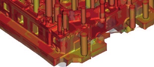 Numerical casting simulation with WinCast of a housing with cast-in cooling channels